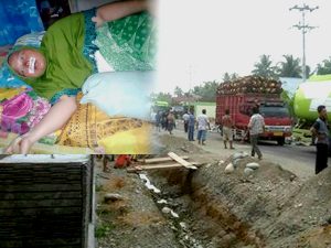 Tumpukan Material Pembangunan Jalan Telan Korban
