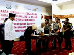 Bupati, Walikota, Kajari dan Kapolres Sepropinsi Bengkulu Teken Kerjasama APIP
