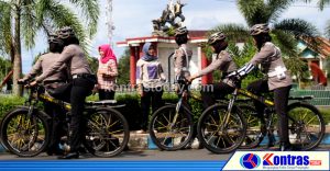 Wujud Pengabdian Di Tengah Masyarakat, Polwan Cantik di Bengkulu Utara Patroli Bersepeda