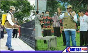 Cegah Corona, Pemkab BU Bersama TNI dan Polri Lakukan Penyemprotan Cairan Disinfektan