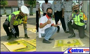 Agar Tertib dan Jarak Terjaga, Satlantas Polres BU Buat Stop Line R2 di SPBU