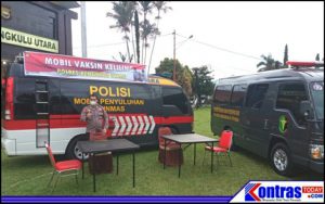 Manfaatkan Ambulance Urkes dan Mobil Sat Binmas Polres BU Lakukan Vaksinasi Keliling