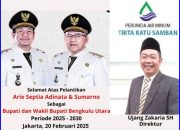 Direktur Perumda Air Minum Tirta Ratu Samban Ucapkan Selamat Atas Pelantikan Arie Septia Adinata dan Sumarno